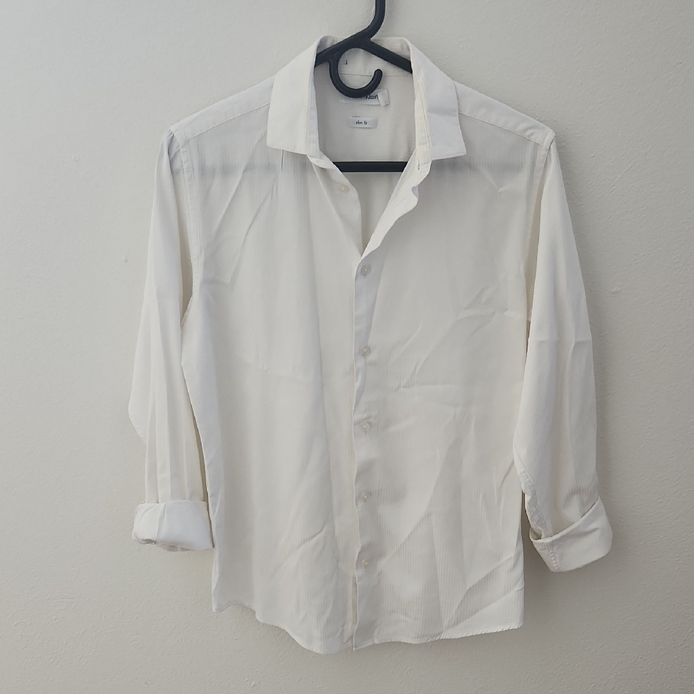 Calvin Klein White Stripe Button Down Shirt